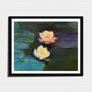Art Print, Water Lily Pad Impressionist Botanical Painting